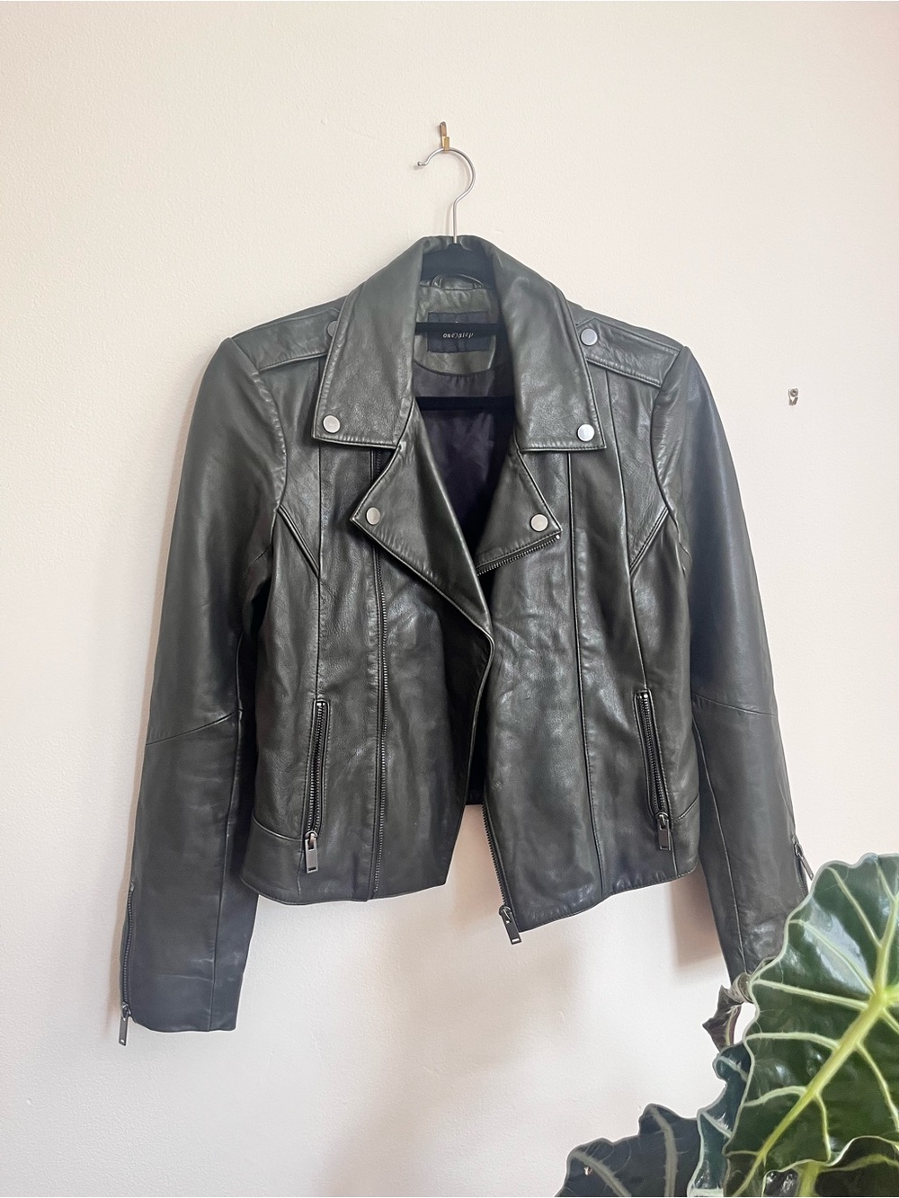 Sheep Leather Black Moto Jacket - OneStep